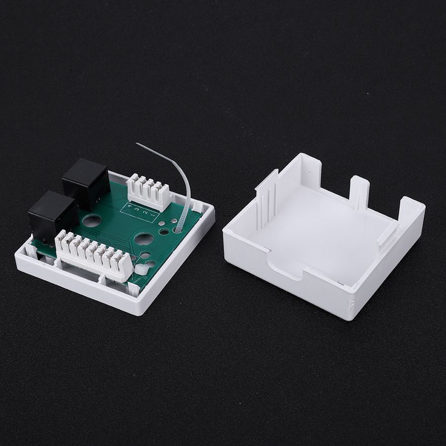 RJ45+RJ11 Wall Connector Junction Adapter 2-Port Desktop Extension Cable Mount Box Keystone Jack Box