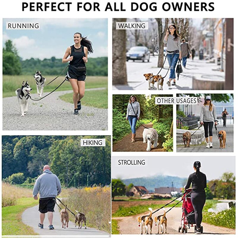 Pet Dog Running Leashes Reflective Traction Rope Belt Elastic Hands Freely Jogging Pull Dog Leash for Medium Large Dog Supplies