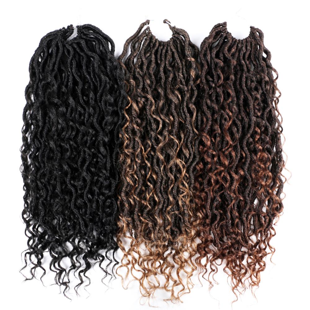 Messy Goddess Locs Crochet Braids Synthetic Twist Hair Extensions Faux Locks Braiding Hair For Women 24 Strands 14inch 18inch