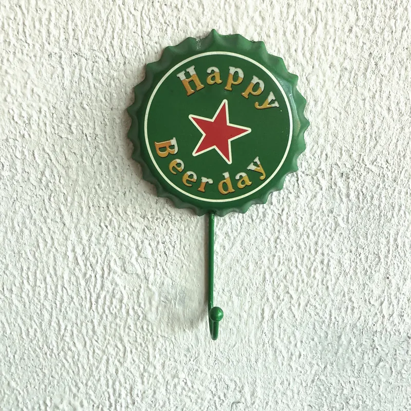 Ganchos de pared para cafetería, gancho decorativo para decoración de Bar, botella de cerveza Retro, colgador de hierro para colgar abrigos, accesorios bonitos para decoración del hogar y Bar: Verde claro