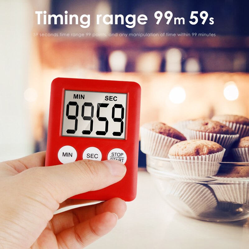 Gadget de cocina pantalla Digital LCD delgada Temporizador de cocina cuadrado alarma con cuenta atrás cronómetro de sueño reloj Temporizador