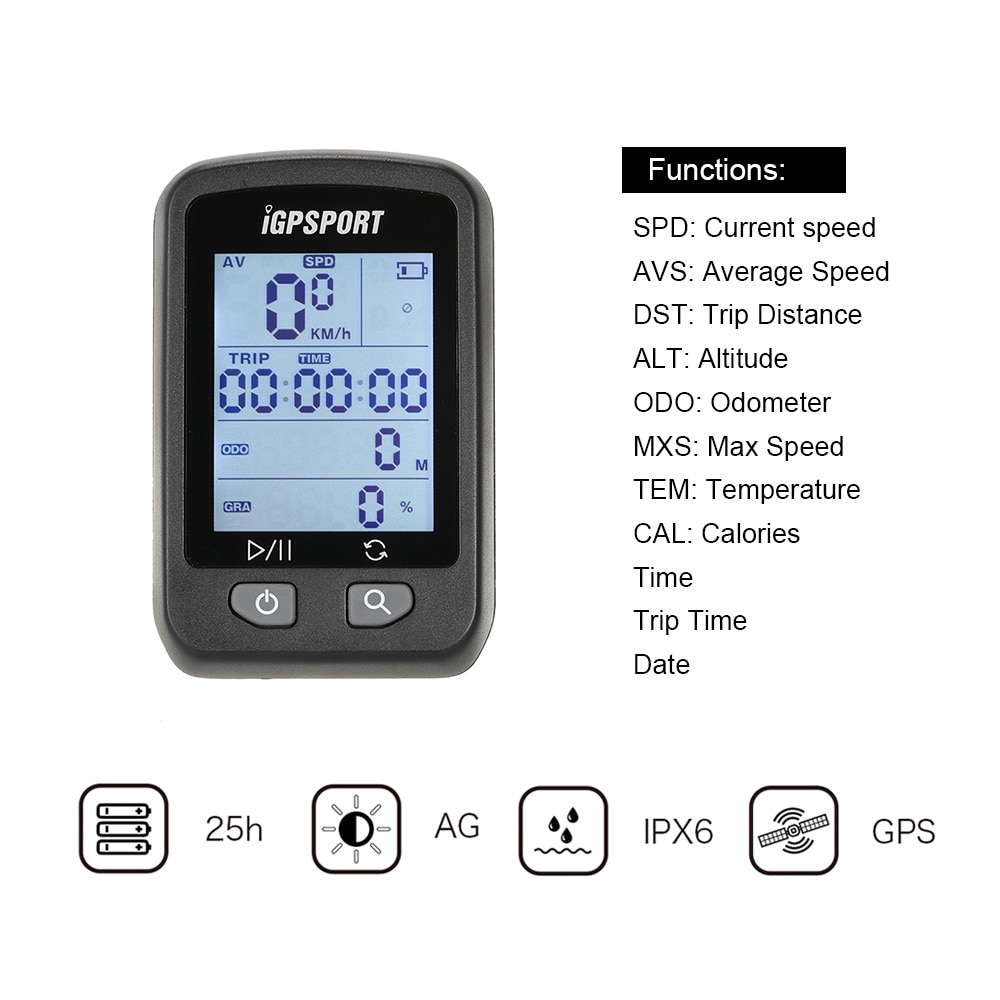 IGPSPORT vélo ordinateur Rechargeable IPX6 étanche Auto rétro-éclairage écran GPS vélo vélo ordinateur odomètre avec monture