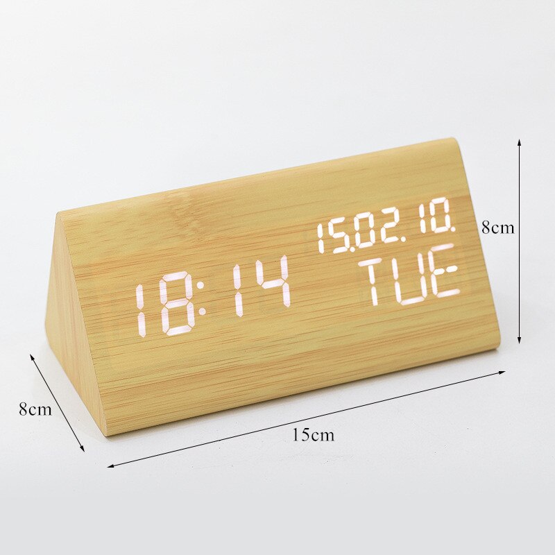 Creatieve Digitale Klok Houten Elektronische LED Tijdweergave Temperatuur Vochtigheid Detecteren Zetel Klok Slaapkamer Nachtkastje Wekker