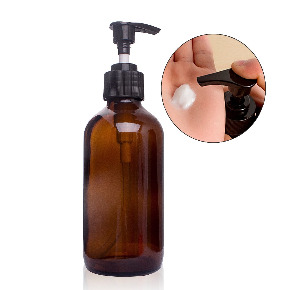 Stor kapacitet 250ml / 500ml ravfarvet glas shampoo tom lotionbeholder skumpresset pumpeflaske til sæbe shower gel