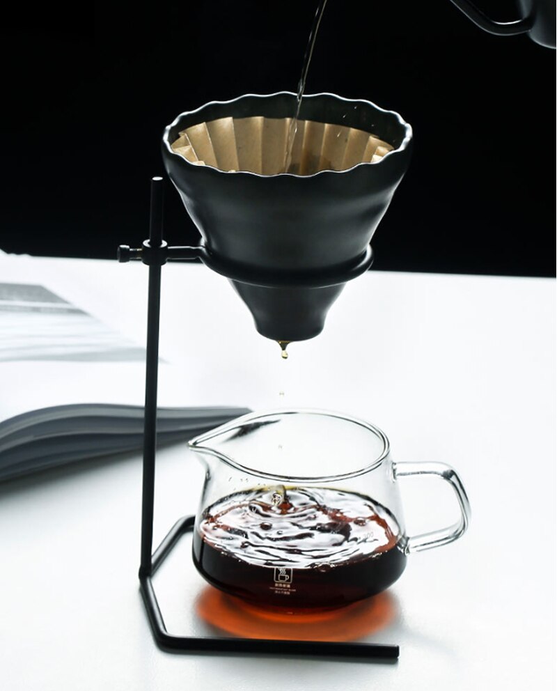 Juego de filtros de café hechos a mano con cafetera de vidrio V60, ollas de café hechas a mano, tetera de café, soporte para gotero