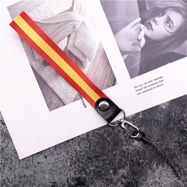 Color strips widen lanyard Wrist Straps Hand Lanyard for Phones iPhone X Samsung Camera USB Flash Drives Keys Accessories: red   yellow