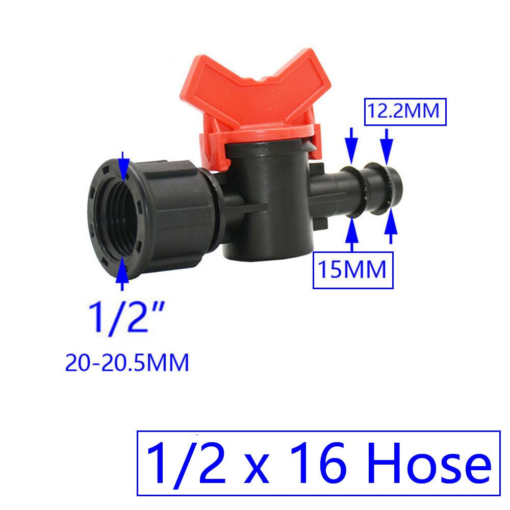 Garden Tap Pe Hose Connector Mini Valve With thread 1/2 3/4" For 1/4" 3/8" 16/20/25mm Water Tube Irrigation Valve Waterstop Cran: Pink