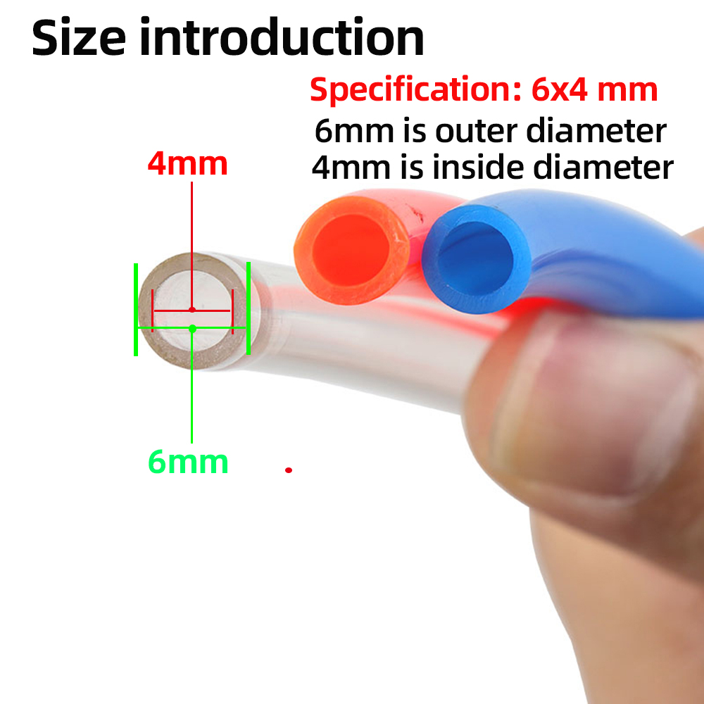 Tubo neumático de PU de aire de 2 metros/5 metros de largo, manguera de aire de 4mm, 6mm, 8mm, 10mm, 12mm, componente de tubería
