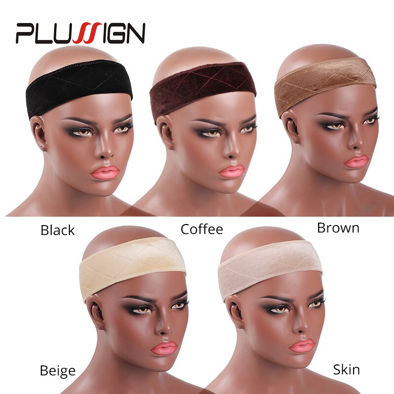 Bande de préhension élastique pour perruque, 1 pièces, doux, marron, Beige, bandeau en velours fin, écharpe, chapeau, pour empêcher les perruques de glisser
