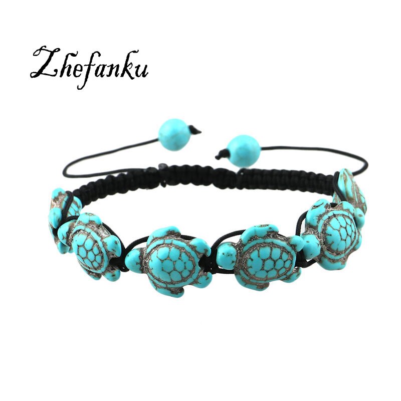 Hand gewebte Schildkröte Hanf Armbänder Böhmischen Türkisen Verkrustete Sommer Strand Meer Schildkröte Armbinde Perlen Armbinde Handgemachte Seil Kette Schmuck