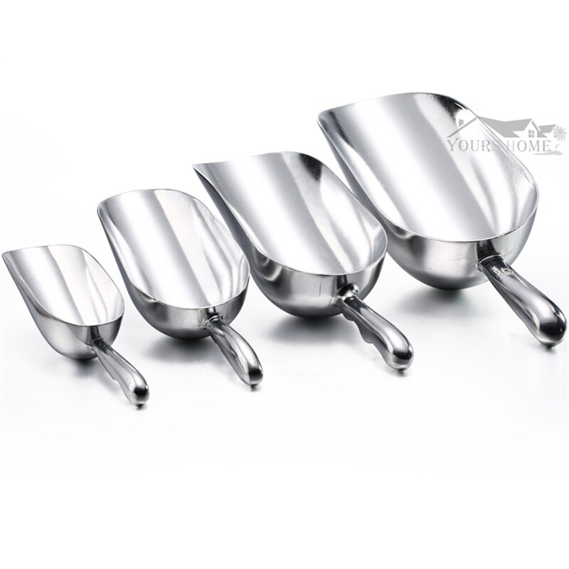 Cuchara de hielo de aluminio para cocina de 6 oz/24 oz/58 oz, cuchara pala para caramelos, comida, harina, cuchara pala para caramelos para Bar, herramienta comercial de cocina, utensilios de Bar