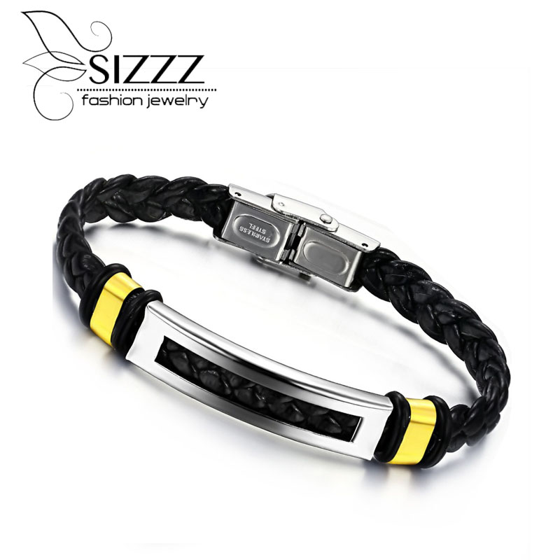 SIZZZ 20 cm Lange 10mm Breed trend mannen armband rvs riem goud kleur armband voor mannen