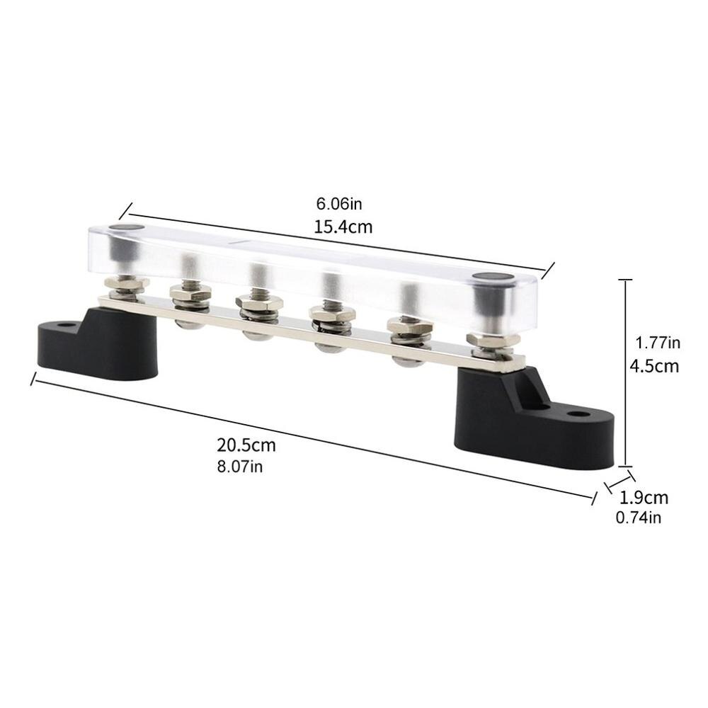 6-position M6 Single Busbar Straight Row With Transparent Upper Cover With Sticker And Heat Shrinkable Line Terminal