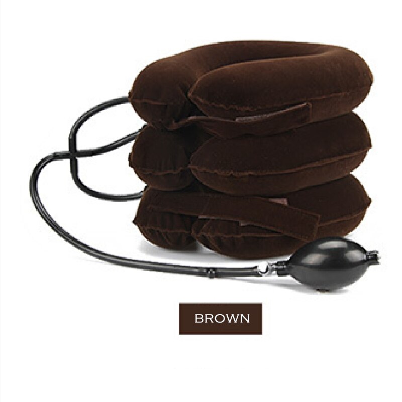 Cou tracteur gonflable Air dispositif de Traction cervicale soutien oreiller collier vertèbre orthopédie Massage Relaxation orthèse: brown