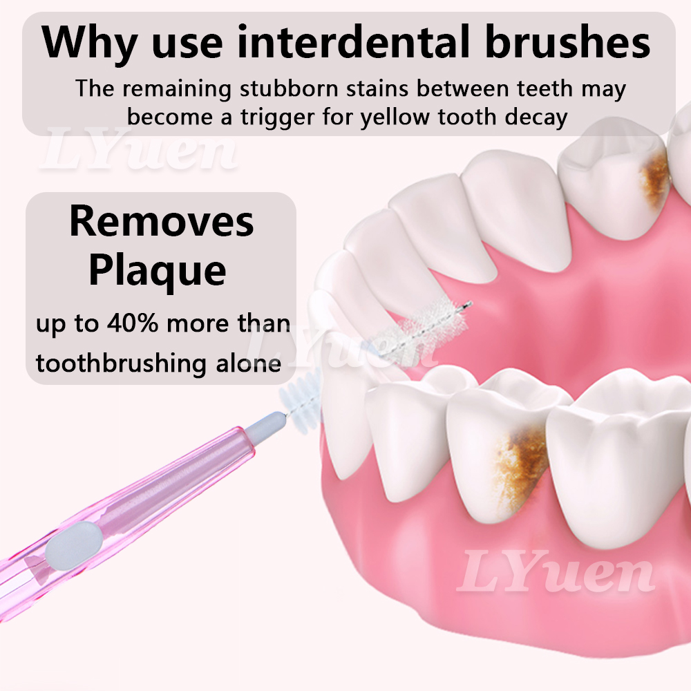 60 stks/doos Draagbare Push-Pull Rager Orthodontische Beugel Schoonmaken Tandenborstel Onbedekt Interdentale Reiniging Tool