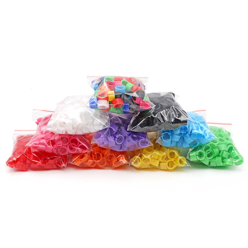 Anillos de plástico para pies de palomas y codorniz, suministros para aves pequeñas, 10 colores, piezas, 100