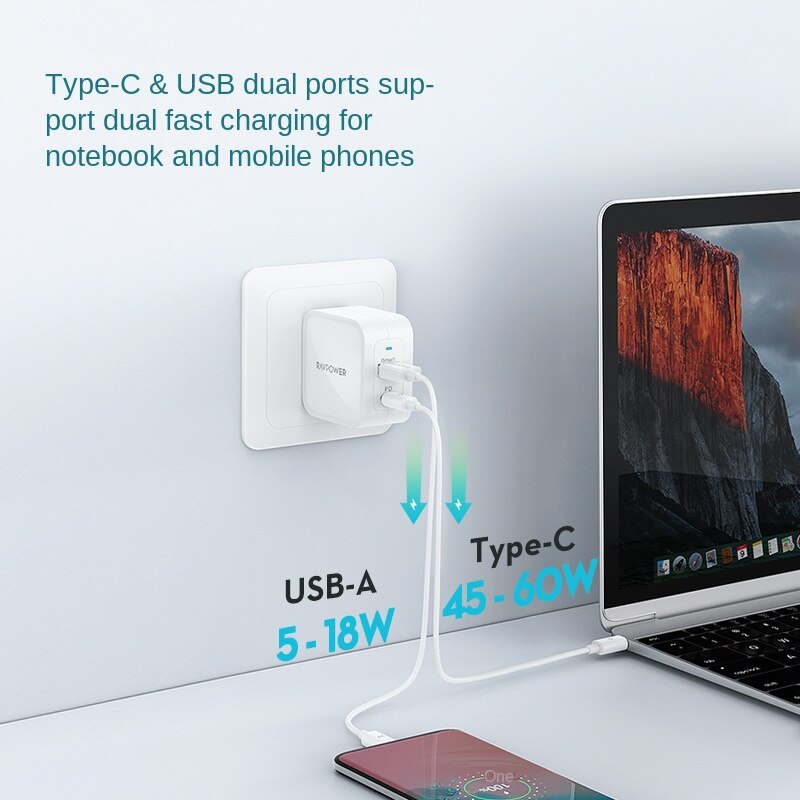 RAVPower PD pioneer 65W GaN Tech USB C wall charger fast portable Huawei Xiaomi iPhone charger fast charger laptop PD charger