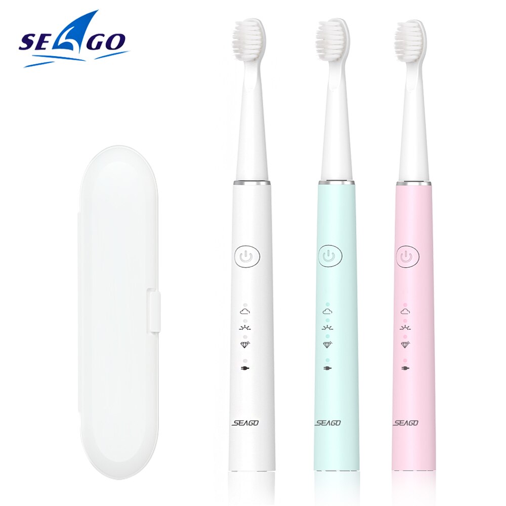 Seago-cepillo de dientes eléctrico recargable, 5 modos, blanqueador, limpieza dental, cuidado bucal , caja de viaje