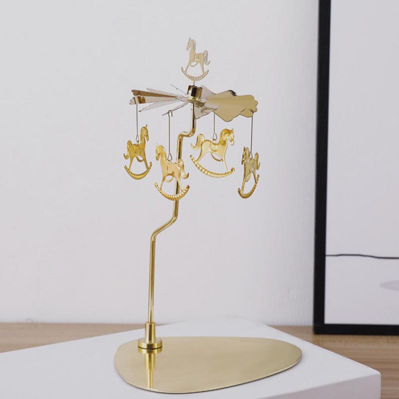 Candlestick Rotating Spin Carousel Tea Light Candle Holder Aromatherapy Wind Chime Candle Holder Aromatherapy Accessories