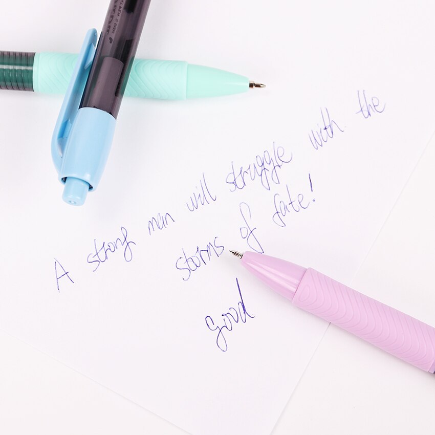 TENFON 1PC Random Powder Series Plastic Ballpoint Pen 0.5mm Press Ball Point Pen Stationery Supplies B-5679