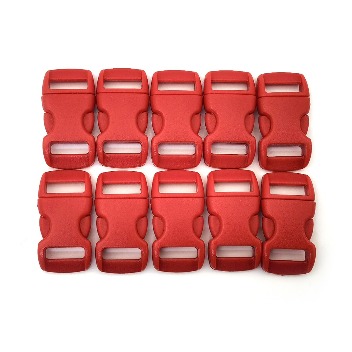 10 Stks/partij 3/8 &quot;10Mm Side Release Gesp Gebogen Parachute 550 Paracord Armband Diy Halsband Strap Webbing Outdoor kamp: Rood