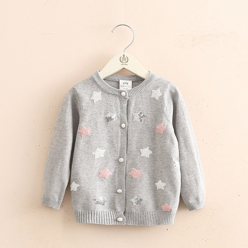 Spring grils stjerner print strik cardigan tøj børnetøj børnetøj frakke sweater pige børn cardigan v-hals afslappet