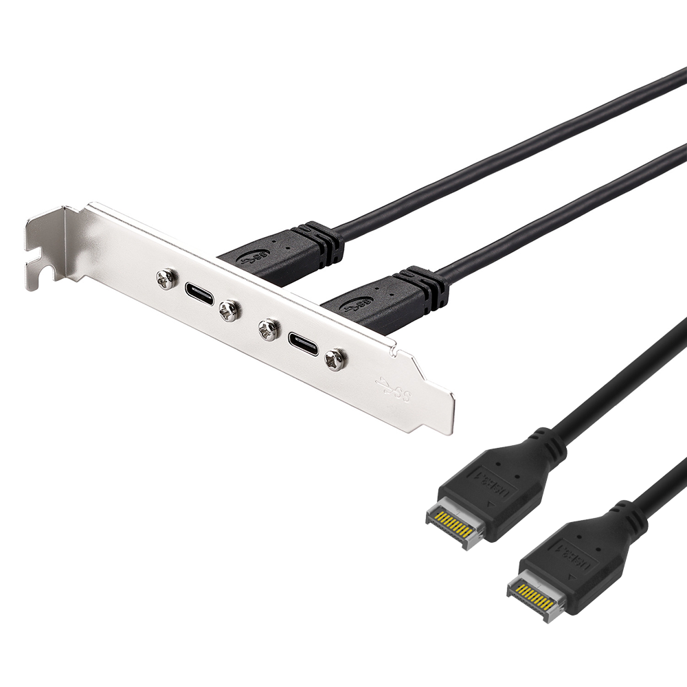 RGEEK 50cm USB 3,1 cabezal de Panel frontal tipo E a USB-C tipo C Cable de extensión de conector hembra + tornillo de montaje en Panel: Rojo