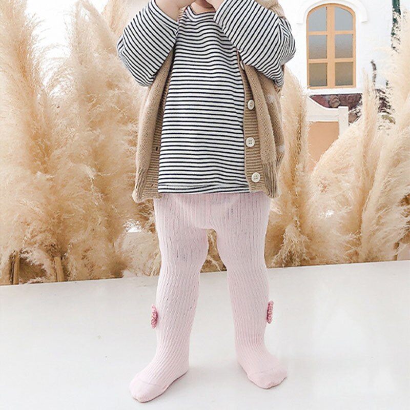 Meias-calças estampadas de flores para bebês, meias-calças justas de algodão para meninas de 0 a 3 anos, outono e inverno