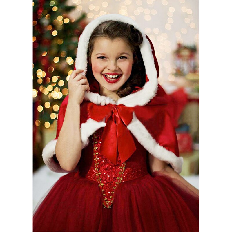 Winter Girl Dress Children Red Hoodie Princess Dresses Kids Christmas Party Costume for Girl With Cap Dresses for Girls