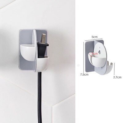 Kitchen Hole-Free Power Cord Plug Hook Multi-Function Seamless Strong Paste Socket Storage Fixed Device Hook: Gray