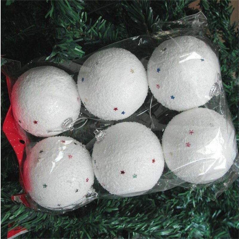 Kerst 6 stks/pak 4-7 cm Kerst Sneeuwbal Wit Schuim Ballen Party Ornamenten Xmas Tree Opknoping Party Ornamenten