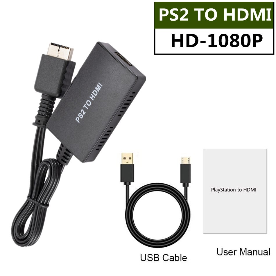 Wvvmvv Hd PS2 Naar Hdmi Converter Adapter, PS2 Naar Hdmi Kabel PS2 Naar Hdmi Ondersteuning 1080P, aansluiten Een PS2 Om Een Moderne Tv Met Hdmi: Default Title