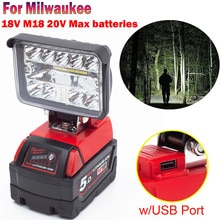 Wireless LED Work Light For Milwaukee M18 18V Battery With USB Low Voltage Protection 110 Degree Swivel Head For Outdoor Camping: A