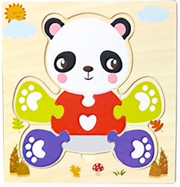 Dla dzieci 3D Puzzle drewniane Puzzle pokładzie rozpoznawania kolorów kształt pasujące Cartoon zwierząt Puzzle inteligentne zabawki dla dziecka w wieku 0-3 lat: Panda