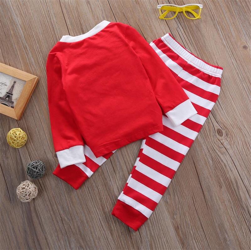 Unisex Kids Gestreepte Xmas Pyjama Baby Jongens Meisjes Kerst Casual Gestreepte Familie Bijpassende Outfit Zus Broer Lange Nachtkleding