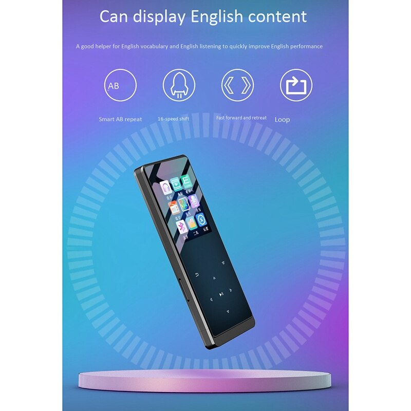 MP4 Music Player 108-Inch Ultra-Thin Lossless Bluetooth MP3 Player Press Color Sn HD Student Sports Mini MP4 (8GB)