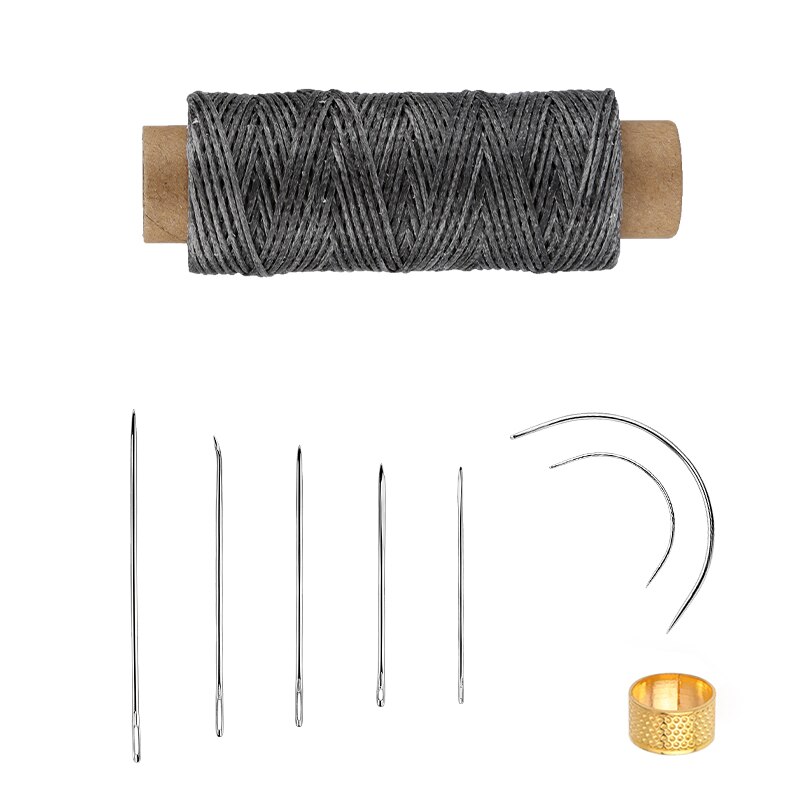 9 PCS Leather Sewing Kit With Multiple Colour Waxed Thread Golden Thimble And Leather Stitching Needles For DIY Leather Craft: Type2