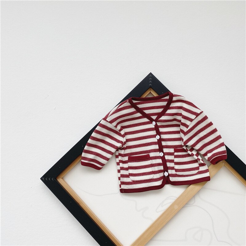 Baby Jungen Mädchen Strickjacke Herbst Baumwolle Gestreiften Oberbekleidung Spitzen Baby Kleidung Weichen Bequemen Herbst freundlicher Jacke Mantel