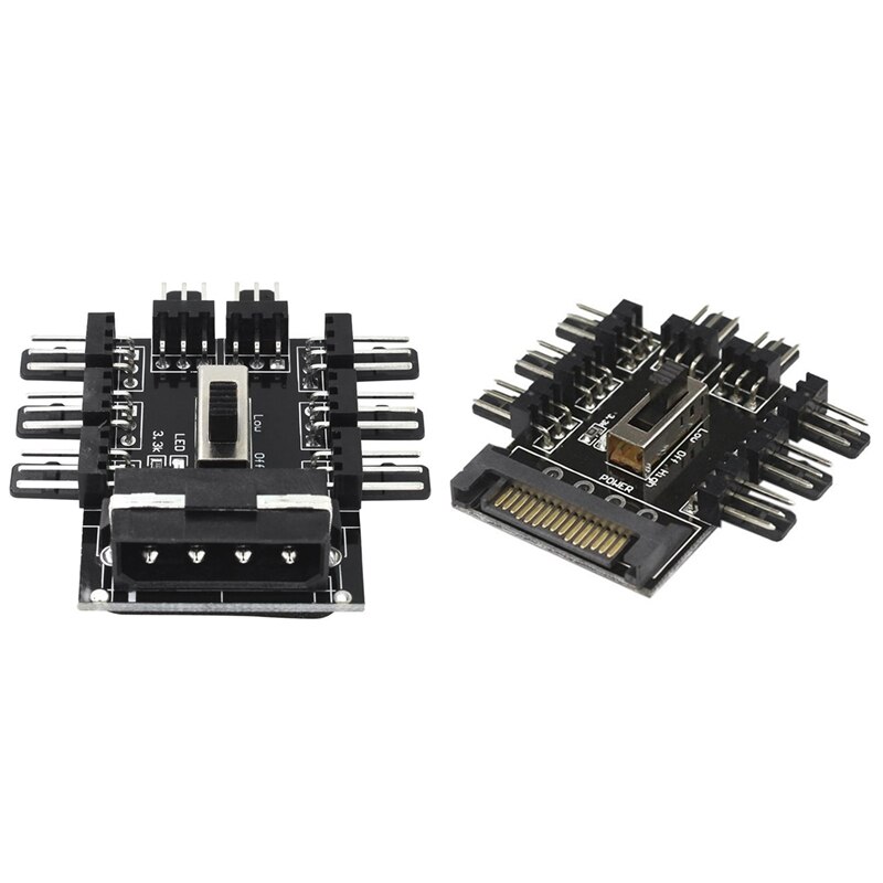 Multi Way Splitter Cooling Fan Hub PC Computer SATA 1 to 8 3Pin 12V Power Socket PCB Adapter XXM8 & PC 1 to 8 4Pin