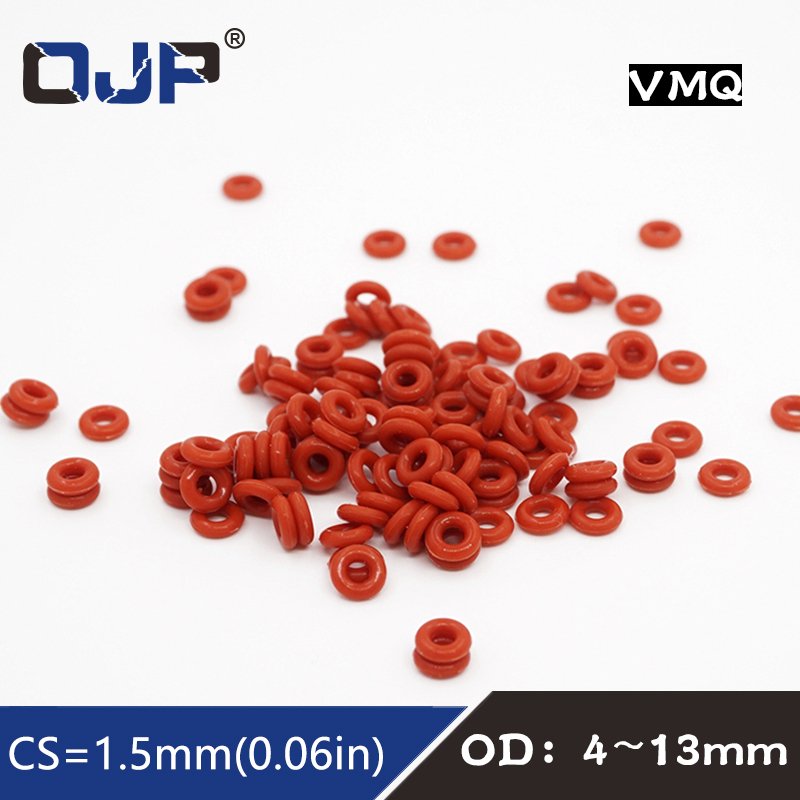 10PCS/lot Red Silicon Ring Silicone O ring 1.5mm Thickness OD4/5/6/7/8/9/10/11/12/13mm Rubber O-Ring Seal Gasket Oring Washer