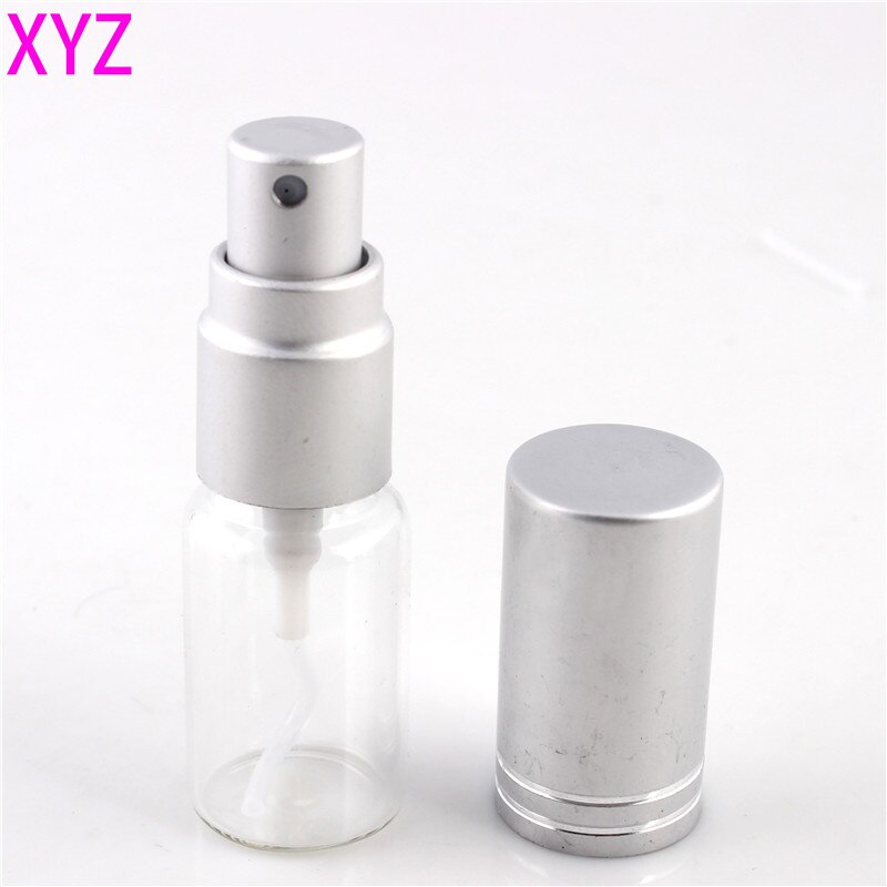XYZ-Mini flacon de parfum Portable vide en verre avec atomiseur contenant pour cosmétiques de voyage, 5 pièces, 5 ML ou 10 ML: 5ML / Argent