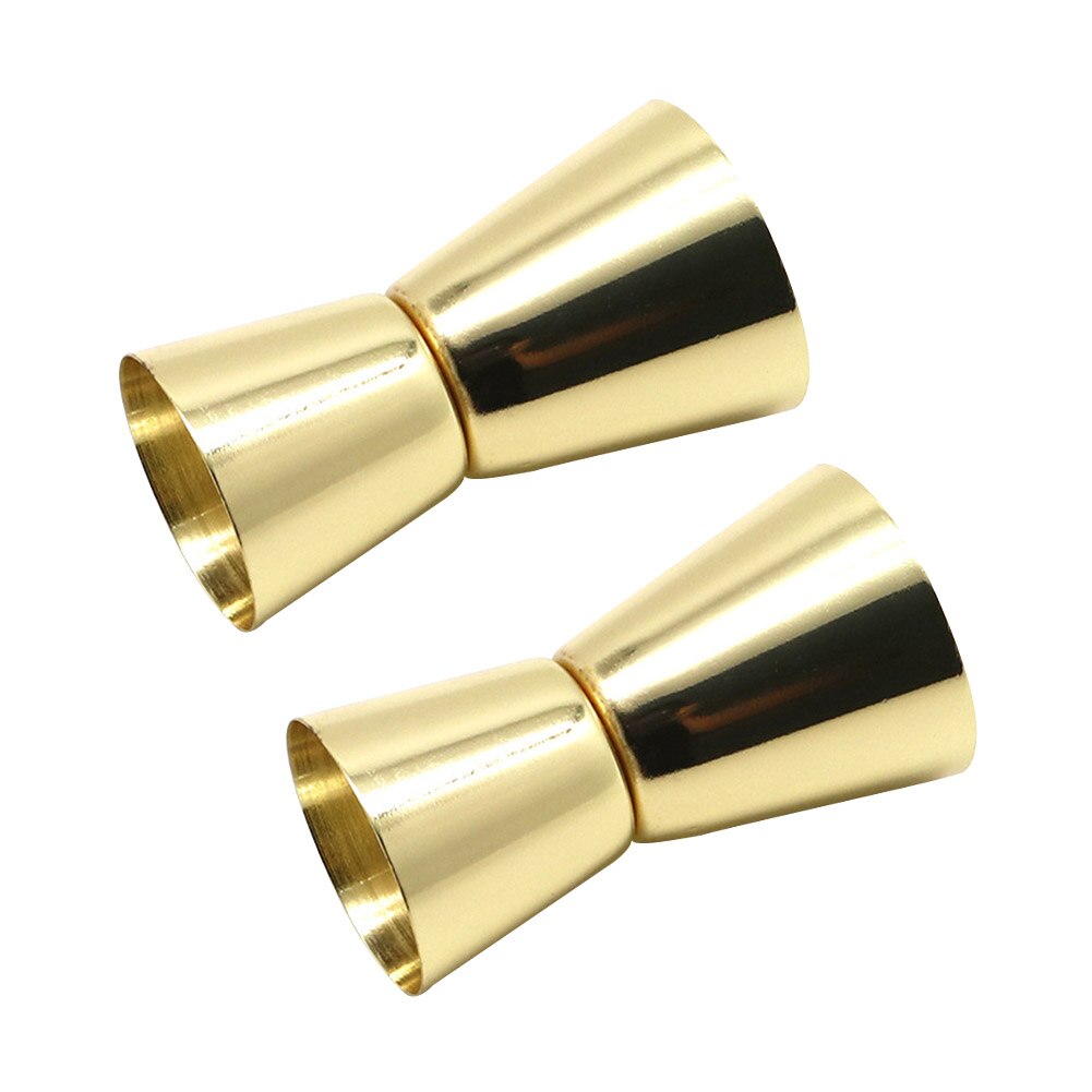 2 st barverktyg mått kopp cocktail jigger kök vändbar rostfritt stål dubbel sprit festvin 15ml 30ml hantverkshällare: Guld-