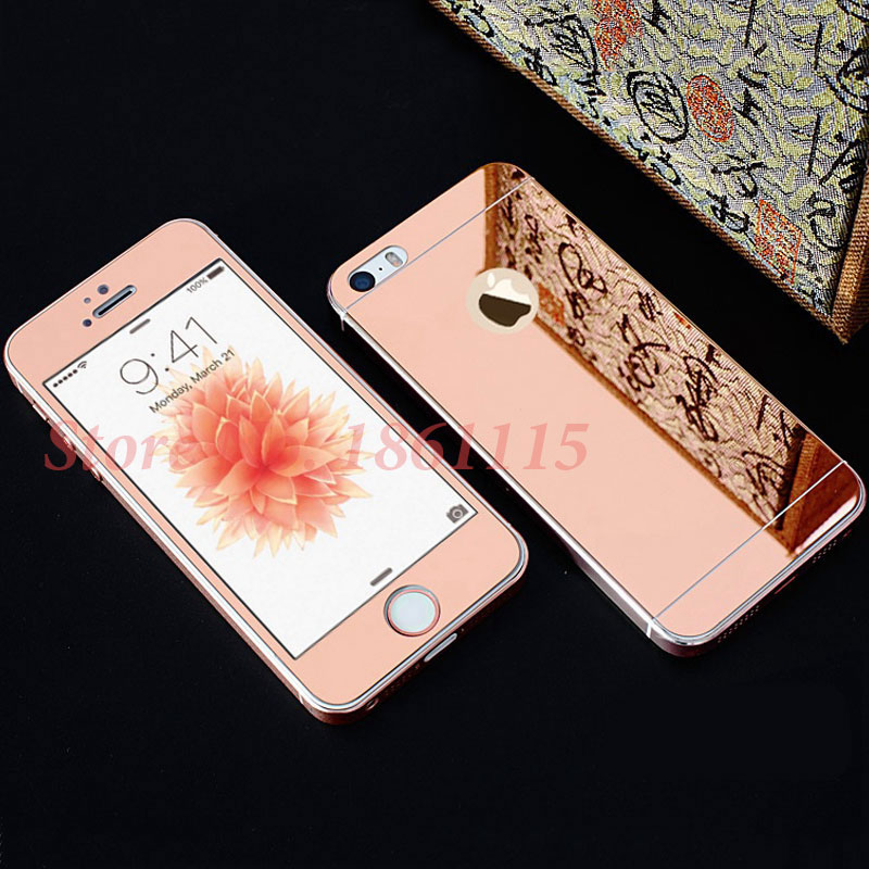 Front+Back Protective Plating Mirror Tempered Glass Film For Apple iPhone4 4S 5 5S SE 6 6S 7 8 Explosion-Proof Screen Protectors