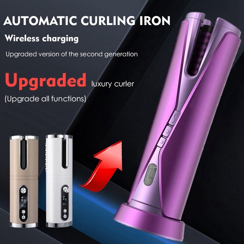 Automatic Hair Curler Ceramic Magic Iron Waves Multistyle Tools USB Rechargeable Rotating Curling LCD Display For Curly Machine