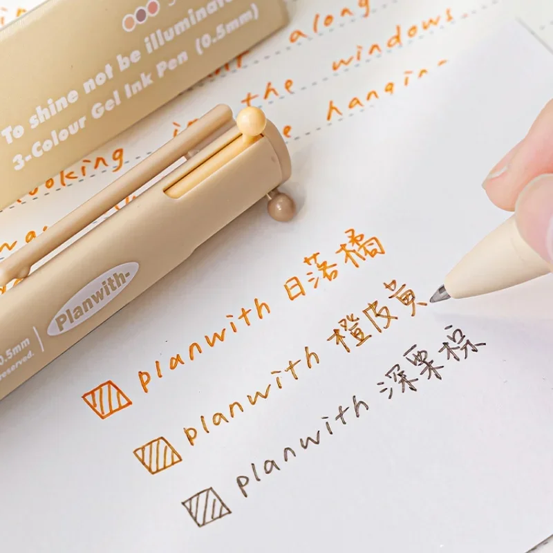 Juego de 3 bolígrafos de colores, bolígrafo de escritura de papelería de Color sólido a la sencillo, bolígrafo para álbum de recortes suave de 0,5mm, suministros para estudiantes