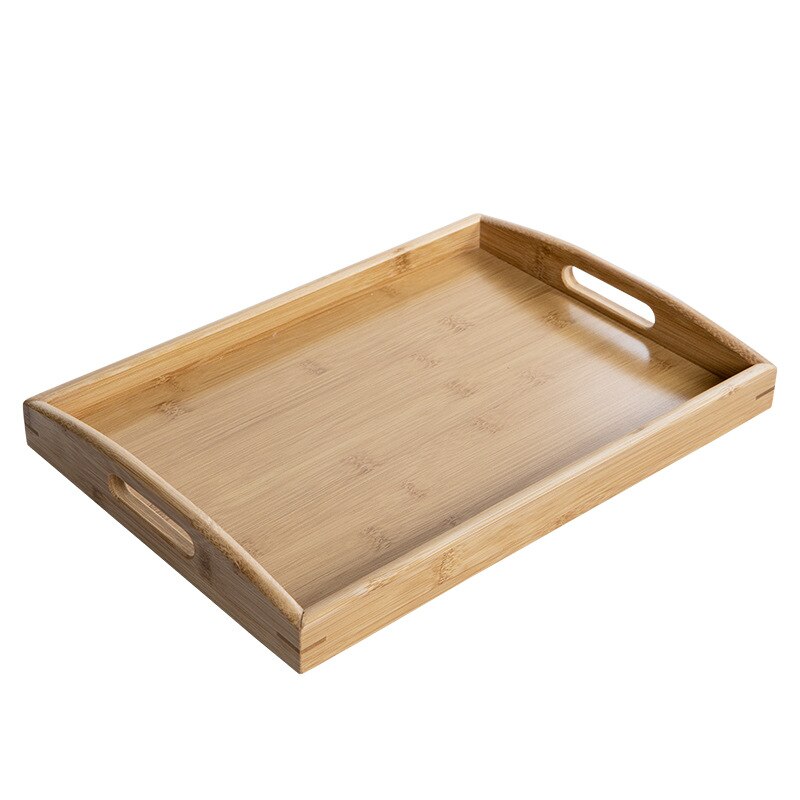 Massivt trä dessert tallrik bambu naturligt hushåll vardagsrum enkel stil te vatten drycker mat bärbar handgjord bricka