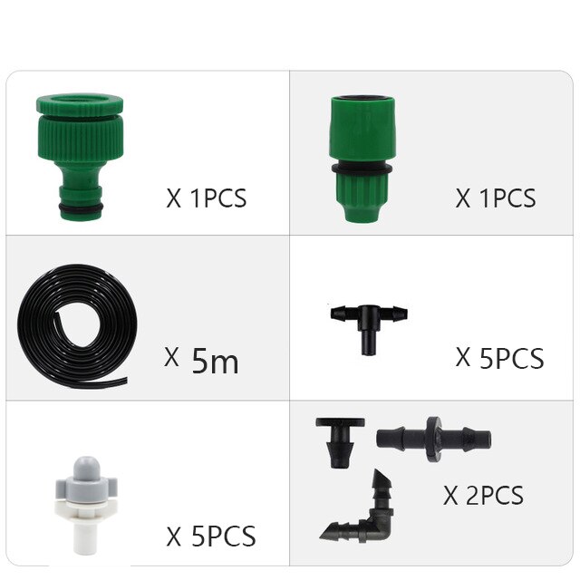 Garden Automatic Irrigation System, Drip Irrigation Kit, Irrigation Timer, Atomization Cooling Kit, For Garden, Courtyard: 5M