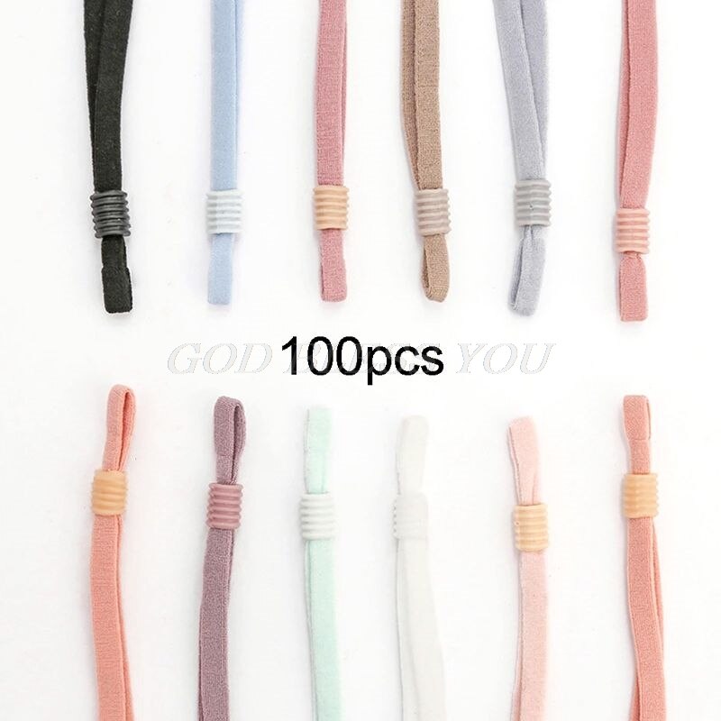 100 Pcs Adjustable Mask Rope Elastic Band Rubber Face Cover Rope Ear Band Production Raw Materials Manual DIY Supplies: 1