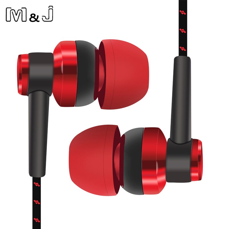 M & J J10 MP3 MP4 Bedrading Subwoofer Headset Oor Gevlochten Touw Draad Doek Touw Oordopje Geluidsisolerende Oortelefoon Handenvrij