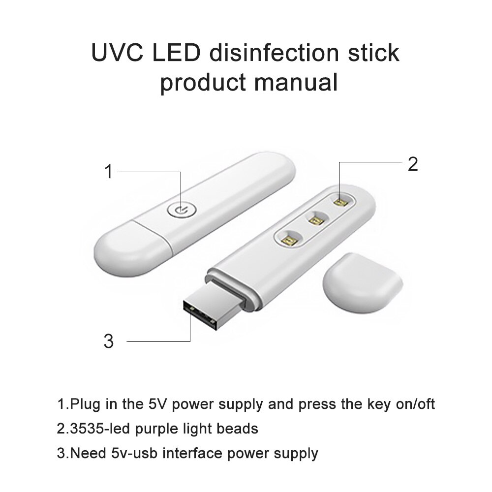 Uv Licht Sanitizer Wand Ultraviolet Desinfectie Lamp Usb Opladen Uvc Sterilisator Licht Uvc Ultraviolet Uv Licht Voor Home Reizen